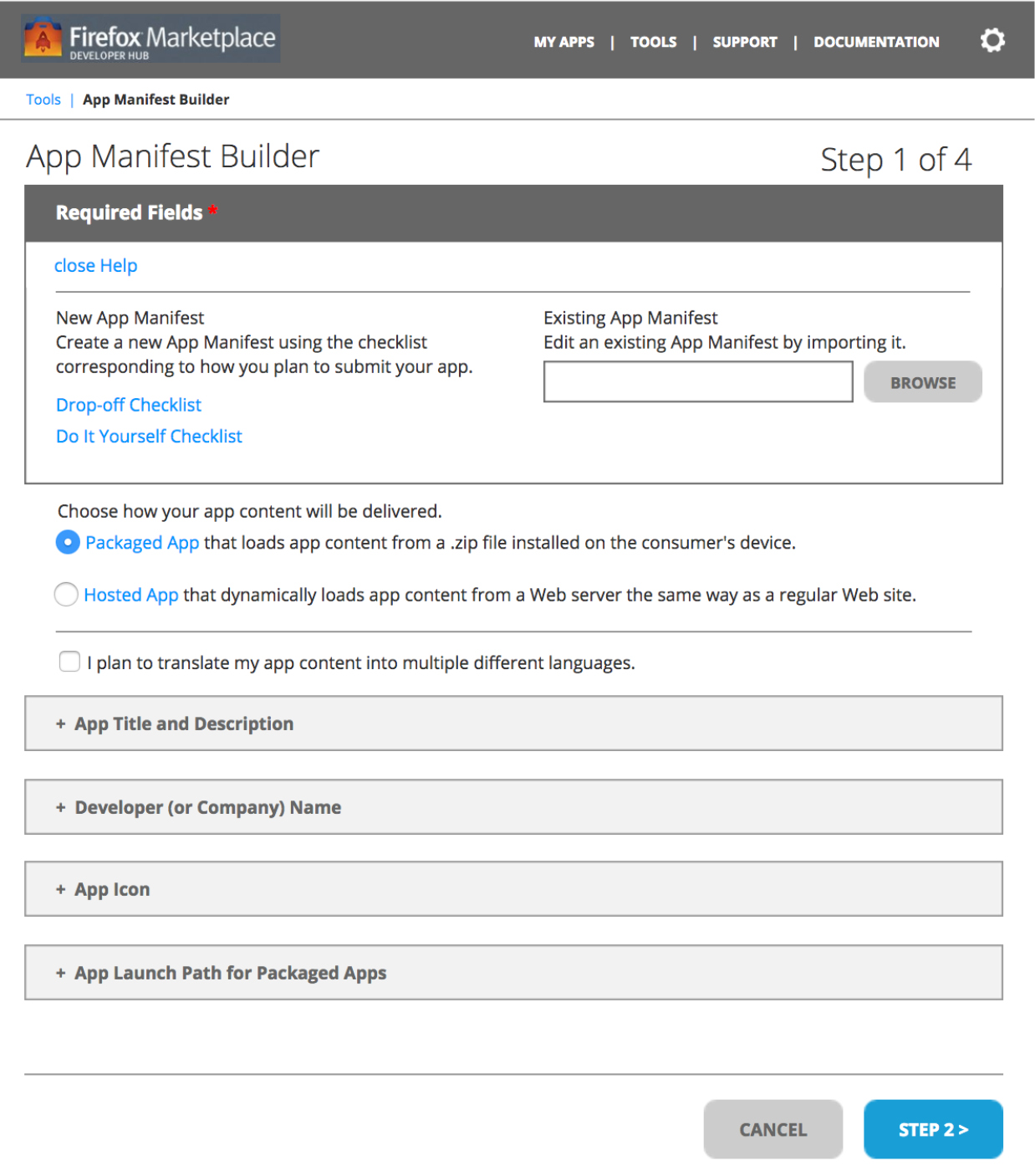 Help Developers Create an App Manifest